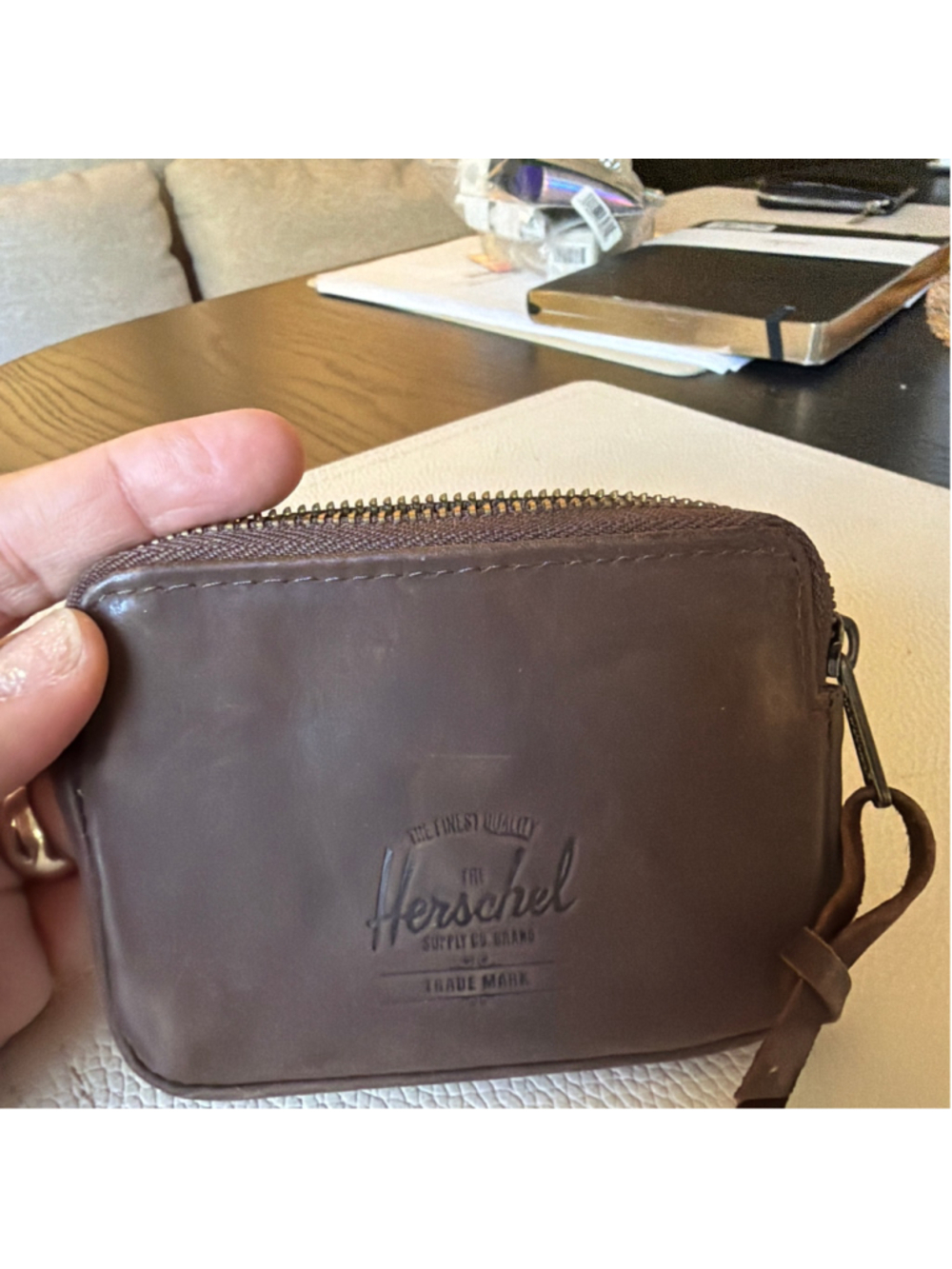 Herschel leather Oxford card wallet